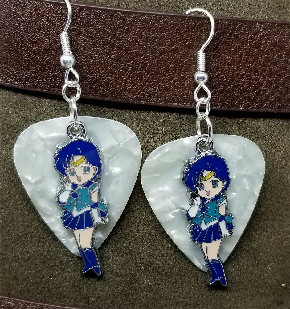 Sailor Moon Sailor Mercury Charm Guitar Pick Earrings - Pick