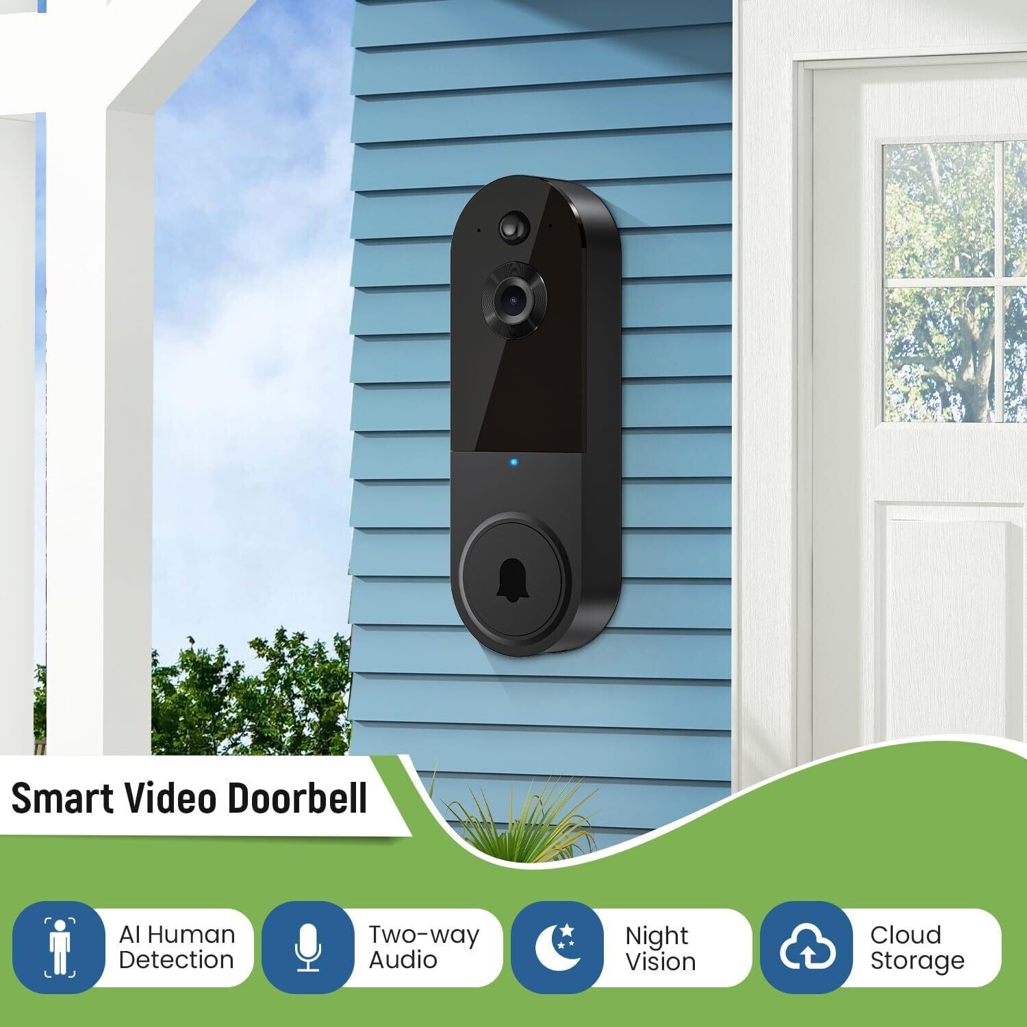 Smart Wireless Wi-Fi Video Doorbell Camera with Night Vision & Motion Detection  -image