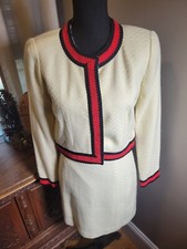 VINTAGE 90'S MODA INTERNATIONAL TWO PIECE SKIRT SUIT CROP BLAZER