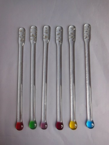 cocktail stirrer/swizzle handmade/glass, single or sets of 6. Multicolours - Picture 2 of 25