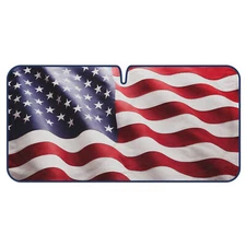 MotorTrend American US Flag Front Windshield Auto Sun Shade - (Large 69" x 35")