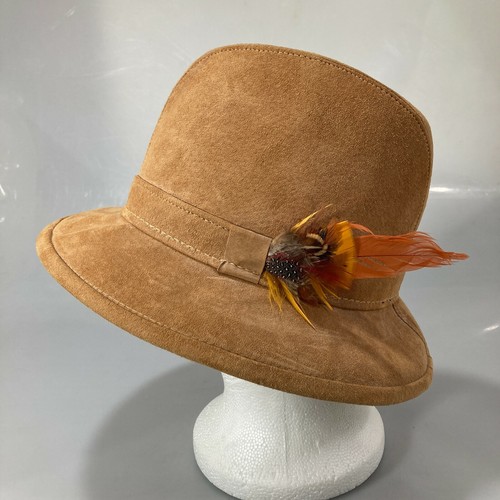 Camel Tan Suede Fedora Hat 