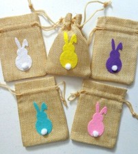 Easter Gift Bags Drawstring Pouch Easter Bunny Egg Hunt Baskets Small Drawstring
