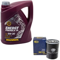 MotoröL Set 5W30 5 Liter + ÖLfilter SM 104 FüR Mitsubishi Outlander II Lancer