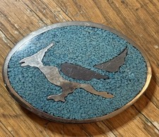 Vintage Roadrunner Belt Buckle Southwestern Turquoise Style Western Desert