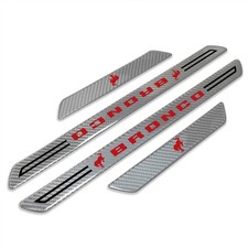 Ford Bronco in Red Silver Carbon Fiber Universal Door Sill Protector Kick Plates