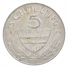 SILVER - Quarter-Sized - 1961 Austria 5 Schilling - World Silver Coin *917