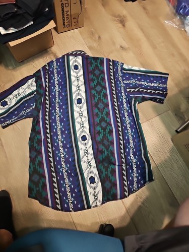 Camicia western vintage anni 90 Wrangler Pearl Snap Aztec Navajo decespugliatore 17,5 - Foto 10 di 11