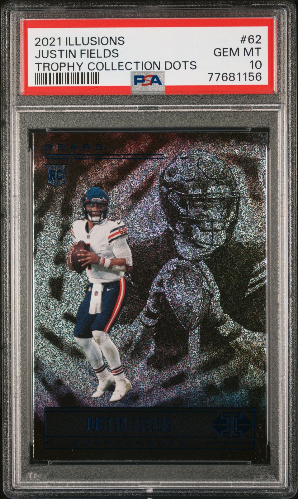 Justin Fields Panini Illusions #62 Trophy Collection Dots