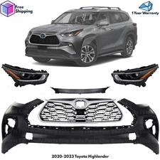 Front Bumper Cover & Headlight Assembly Kit For 2020-2023 Toyota Highlander