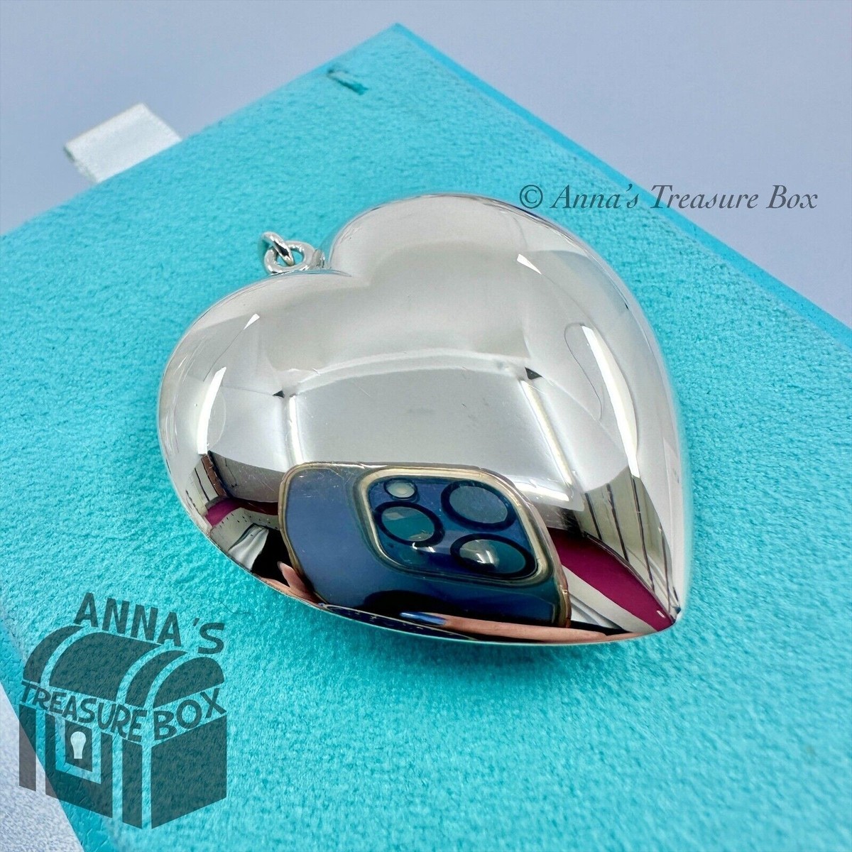 Tiffany & Co. 925 Silver JUMBO Puffed Puff Heart 45mm Charm