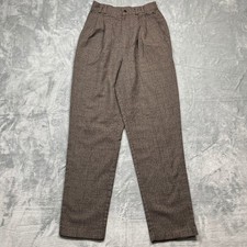 VTG Samantha USA Trousers Womens Brown Glen Plaid Pleated High Rise Tapered 8