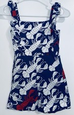 Classic Prep Blue White Red Lobster Alexa Shorts Romper Girls 7 Yrs