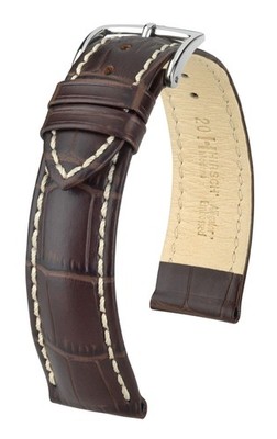 Hirsch Modena 22 mm brown watch strap, length L