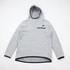 Nike Fleece Pullover Hoodie Womens Small Gray Zip Pocket Cozy
