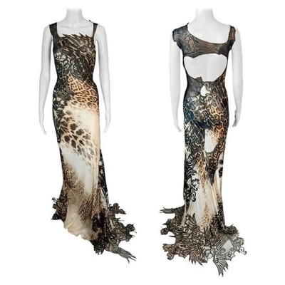 Roberto Cavalli S/S 2002 Runway Sheer Leopard Lace Tattoo Evening Dress  Gown | eBay