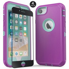 Purple For Apple iPhone 6 6s 7 8 Plus Case Shockproof Cover Screen Protector
