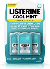 Listerine Pocketpaks, Oral Care Strips, Cool Mint 72 Strips -Fast Delivery