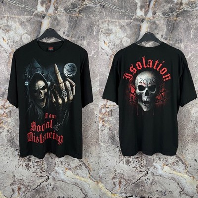 Grim Reaper Skeleton Graphic T-Shirt  I Am Social Distancing 