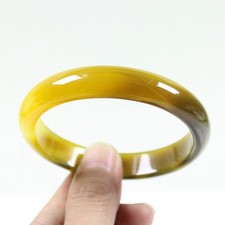 68mm Certified Natural Agate Chalcedony Ice Brown Jade Bracelet Bangle 3137