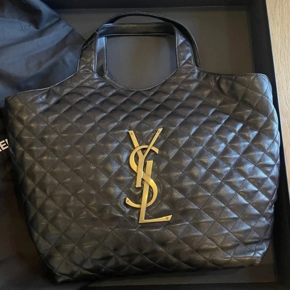 YSL Yves Saint Laurent Icare Maxi sheepskin leather tote shopping bag