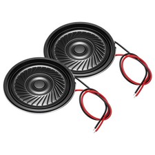 2 Pcs 0.5W 8 Ohm Small Speakers Metal Round Speaker with Wires, 36x5mm Black
