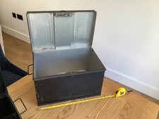 Two tin antique deed boxes with twin handles
