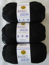 Lion Brand Yarns Basic Stitch Anti Pilling Yarn - Black - 185 Yards - 3 Pack