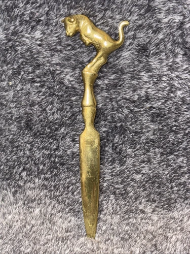 Rare Vintage Solid Brass Bull Letter Opener 7” Long