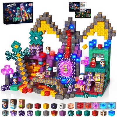 Light up Magnetic Blocks, 150PCS Magnetic Building Cube Game, Constructions T...