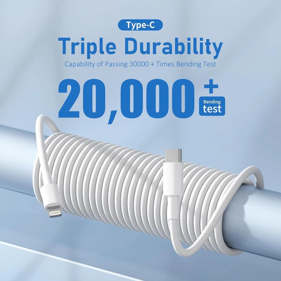 Быстрое зарядное устройство кабель типа USB C PD шнур для iPhone 14 13 12 11 Pro Max XR лот - Изображение 3 из 4