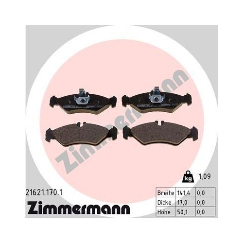Plaquettes de frein Zimmermann 21621.170.1 à haute endurance thermique pour VAG