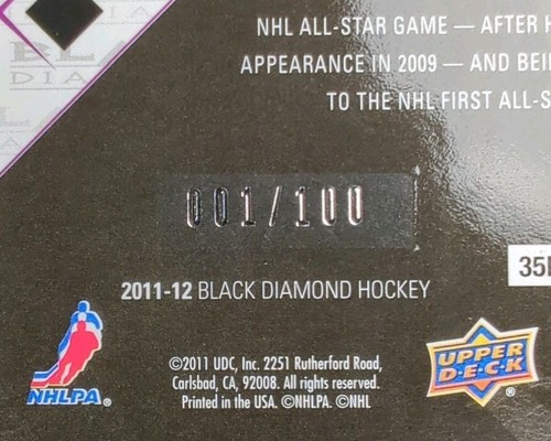 2011-12 BLACK DIAMOND RUBY RED 108 SHEA WEBER Predators DOUBLE DIAMOND #'d 1/100 - Picture 3 of 3