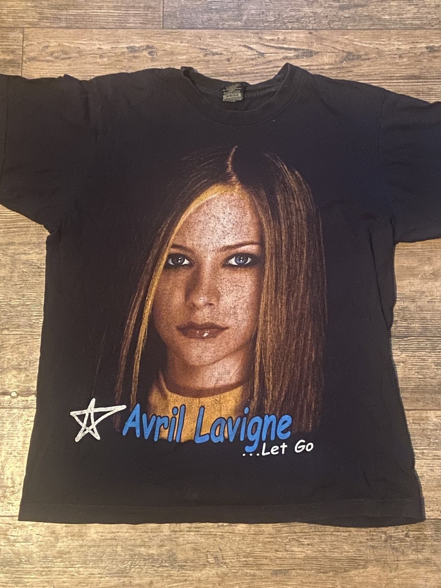 Y2K Rare Avril Lavigne Face Let Go Concert Tour T Shirt Black Size