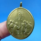 LARGE AUTHENTIC 18TH CENTURY OUR LADY OF PILAR & ST BARBARA RELIGIOUS MEDAL