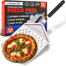 Kitchenstar Perforated Pizza Peel 12 Inch 10 Inch Folding Handle Medium -