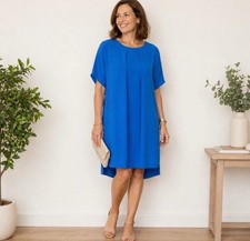 Halston Tunic Blue Shift Dress NWT Size Small