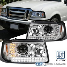Fit 2001-2011 Ford Ranger Clear Projector Headlights Led Turn Signal Strip Lamps