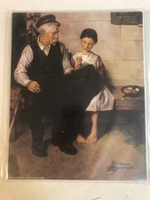 Norman Rockwell Print Grandpa Sitting With Grandkid Bx3