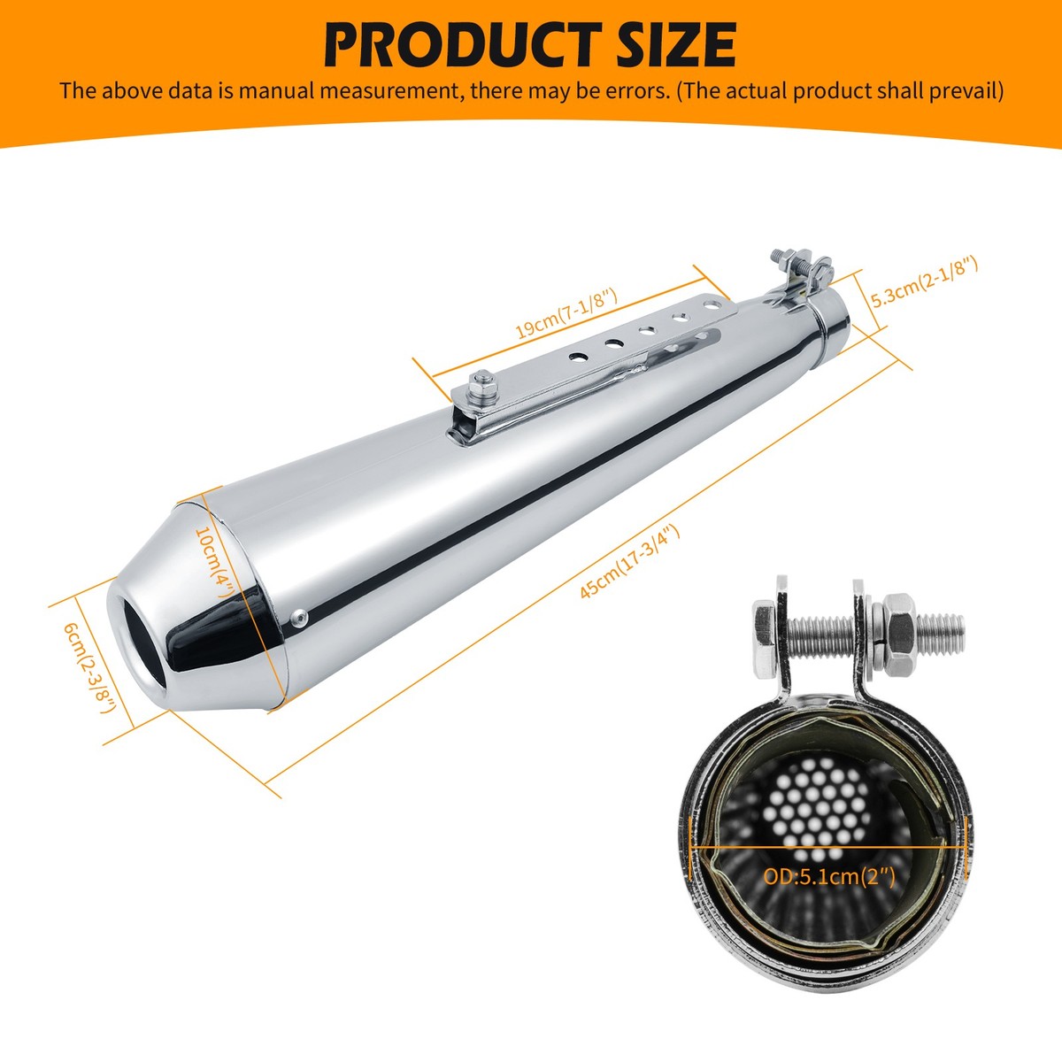 Slip-On Motorcycle Exhaust Muffler Pipe Inlet 1.5