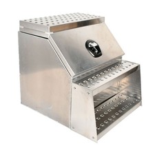 25x28x24 Aluminum Side Mount Semi Truck Tool Box Saddle Step Open Wide Design