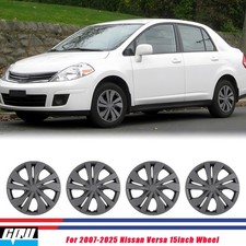 For 2007-2025 Nissan Versa 15inch Wheel Pp Hubcaps Matte Black Snap-on