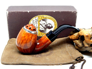 SER JACOPO 1980's CORAL DOT LOGO L2 CHUBBY BENT BILLIARD ESTATE PIPE W/WINDCAP