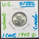 1943-D Denver Mint Steel Lincoln Wheat Cent / US Near  Uncirculated Coin