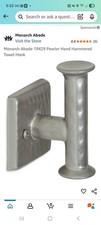Metal Hand Hammered Grey Finish Wall Towel Hooks Towel Holder Sku 19329