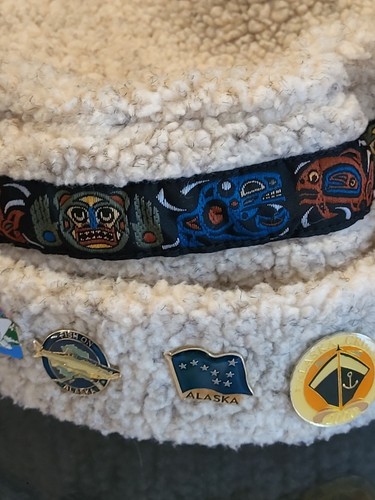 Orca Outdoor Bucket Hat With 7 Vintage Alaska Pins One Size - Picture 5 of 11