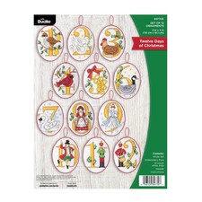 Felt Applique 12 Piece Ornament Making Kit, Twelve Days of Christmas, Perfect fo