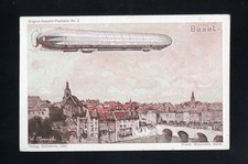 ZEPPELIN FARBIGE STOLLWERCK-POSTKARTE LUFTSCHIFF ÜBER BASEL !!! (974814)