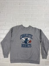 VTG Charlotte Hornets Youth NBA Sweatshirt Shirt SZ L 14-16 GrayPolyCotton USA