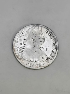 1802 Mo Mexico 8 Reales Chop Marked Charles IV C2